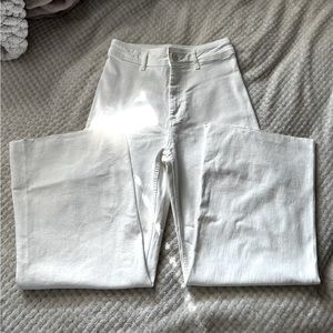 zara high-waisted zw sailor straight jeans in white